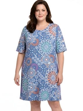 Ruby Rd. Petite Puff Floral Print Ladder Cutout Sleeve Shift Dress Size 2X